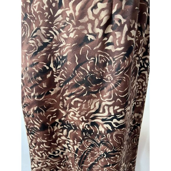 Sag Harbor Brown Floral Midi Skirt With Flared Hem S Polyester Elastic Waist - Picture 14 of 16